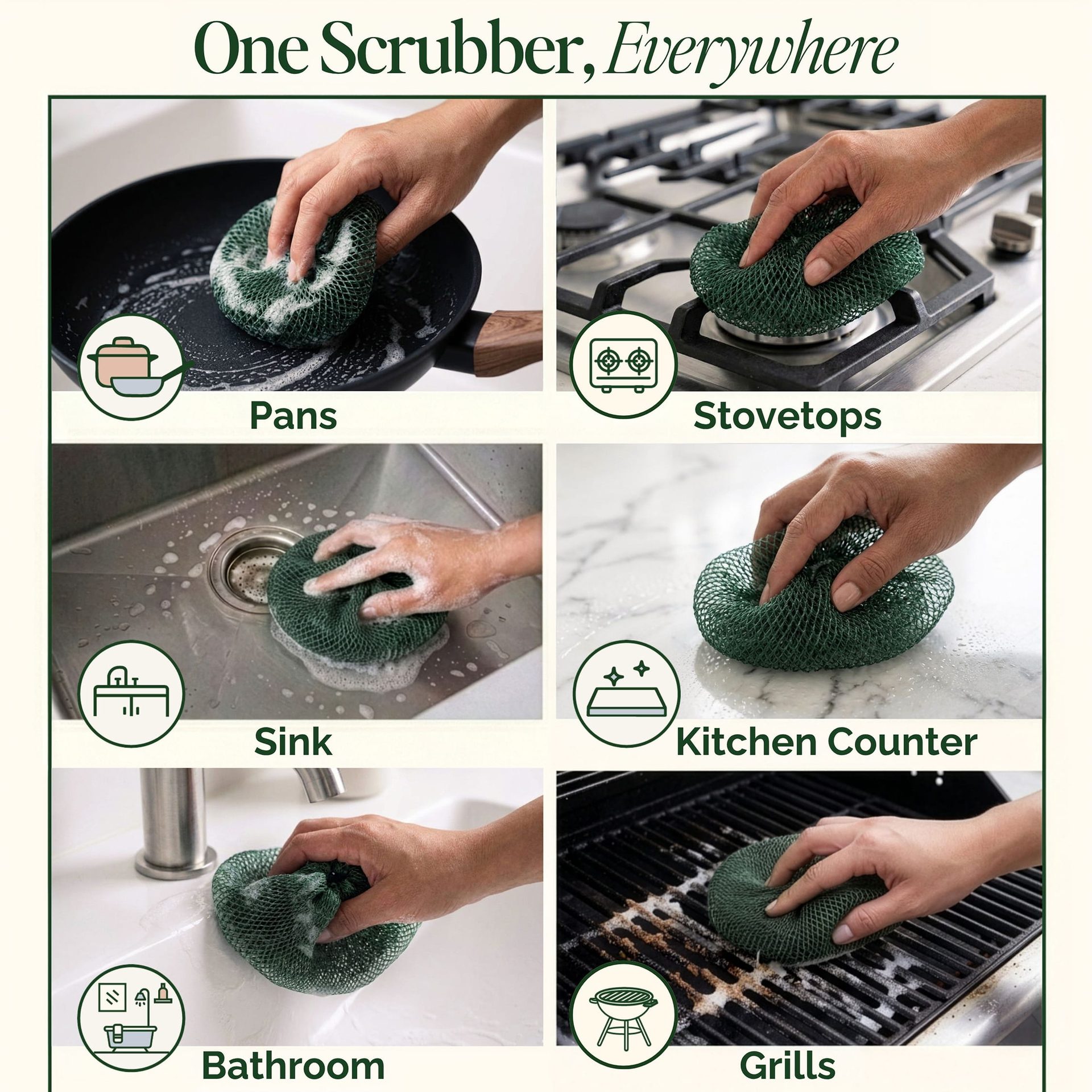 A96P Heavy-duty Mesh Kitchen Scrubbers - 3 Pack